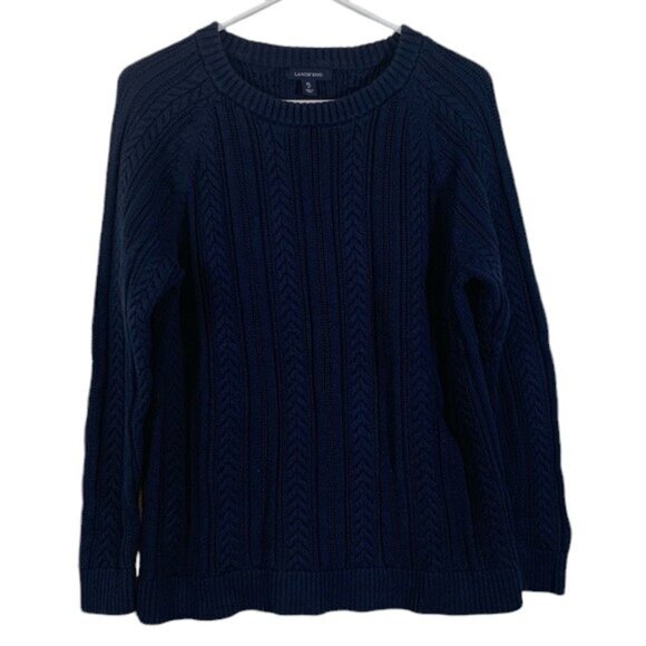Boy's Lands' End Navy Blue Cable Knit Sweater Size XL/18 EUC #1352 - Picture 1 of 5